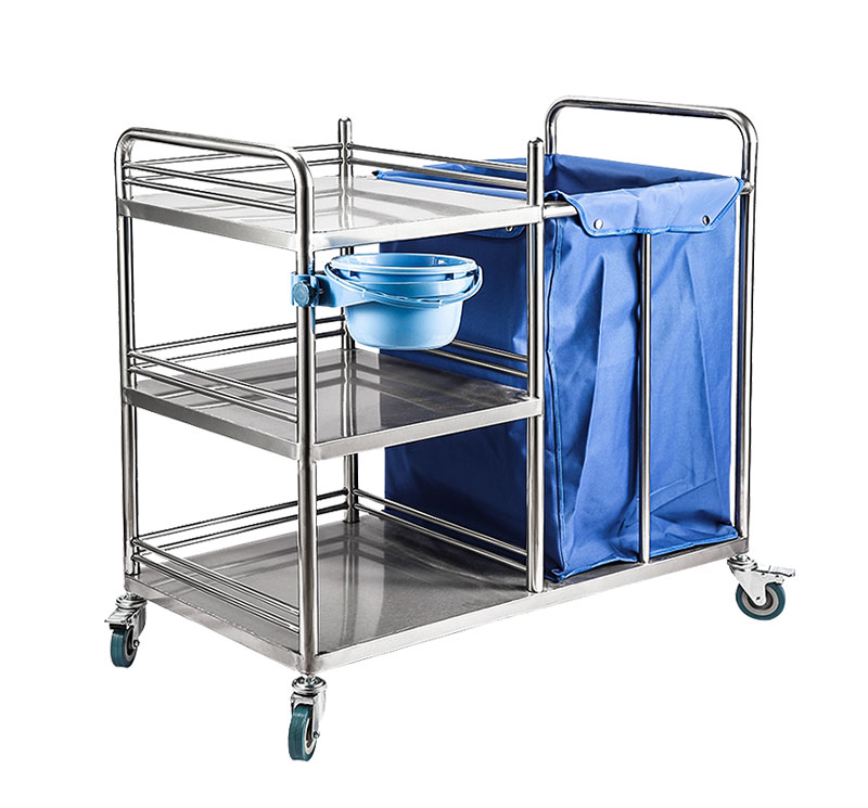 Chariot Ã  linge inox avec 3 plateaux MK-S13
