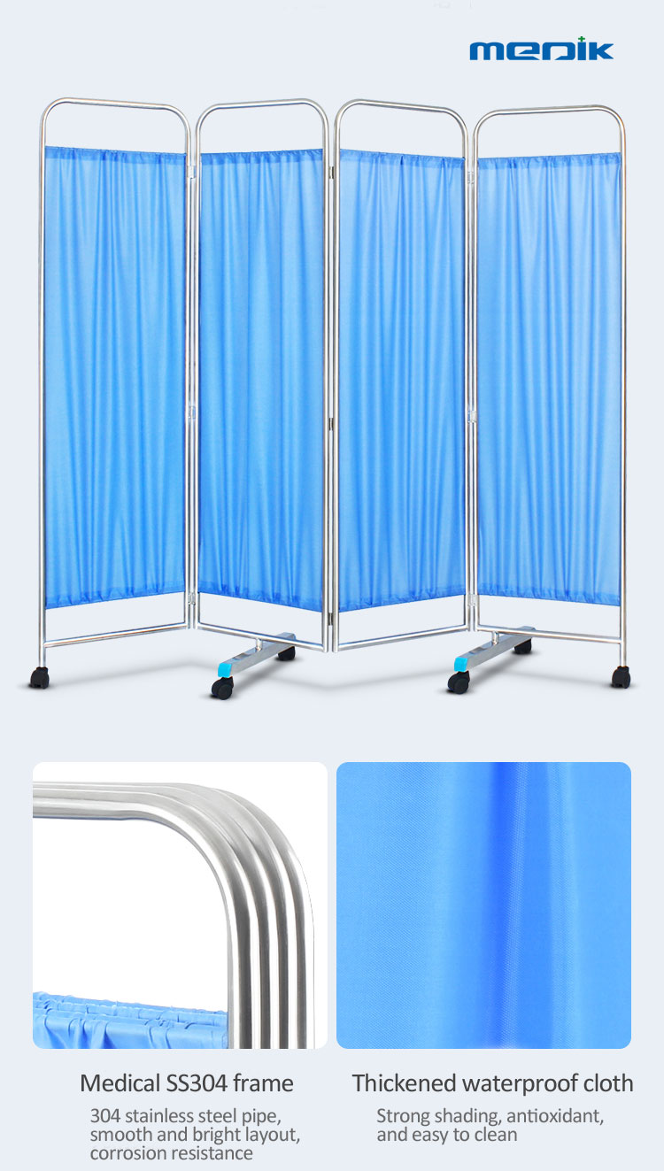 YA-HS001 Hospital Folding Stainless Steel 3-Part Ward Screen