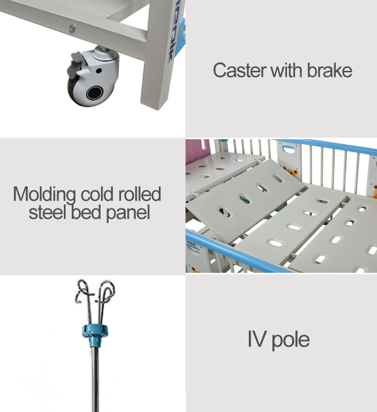 YA-PM2-3 Manual Cartoon Hospital Pediatric Bed