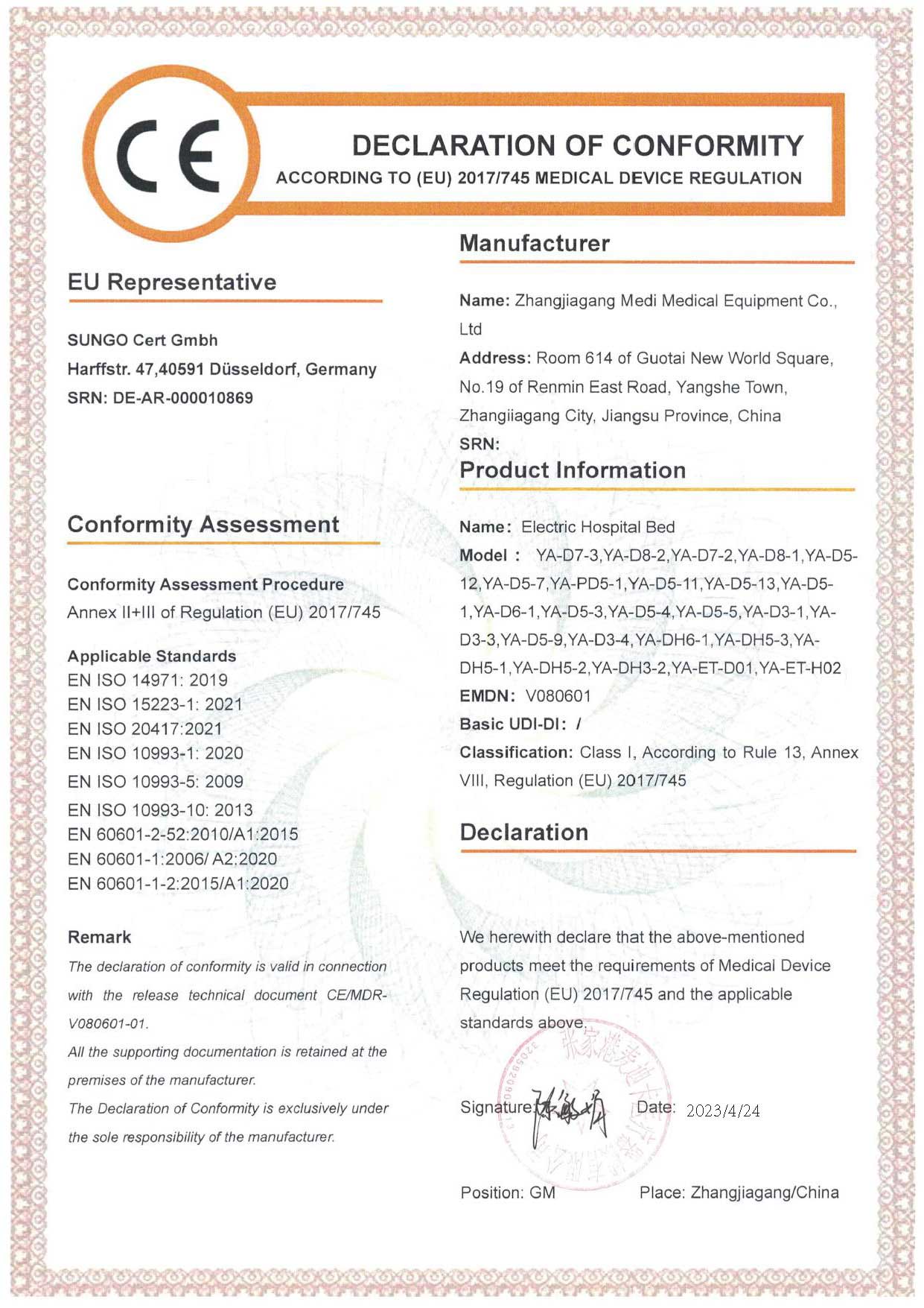 MEDIK EC delaration of conformity