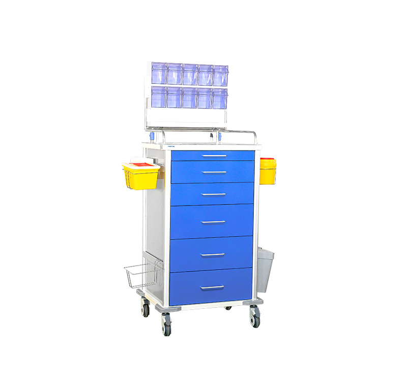 MK-C02B Anesthesiology Medical Cart with 6 Blue Drawers