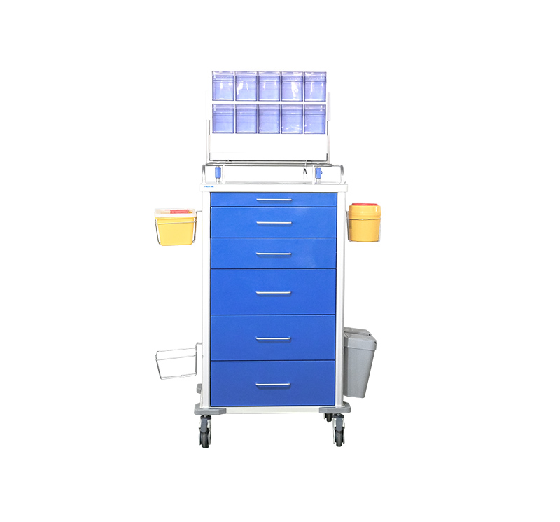 MK-C02B Anesthesiology Medical Cart with 6 Blue Drawers