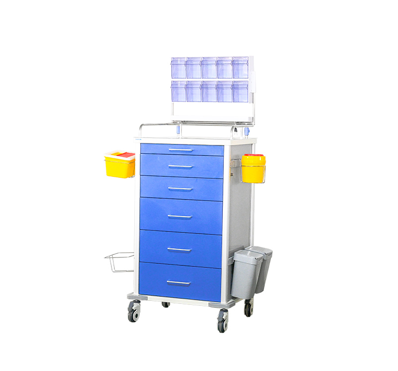 MK-C02B Anesthesiology Medical Cart with 6 Blue Drawers